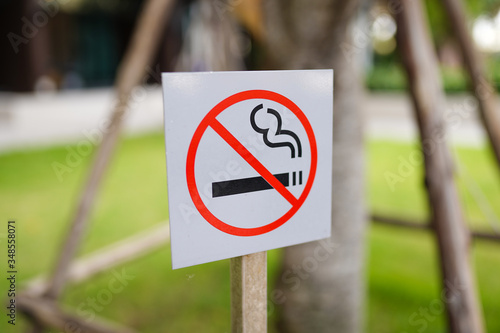 No smoking sign on a white background in the public area.