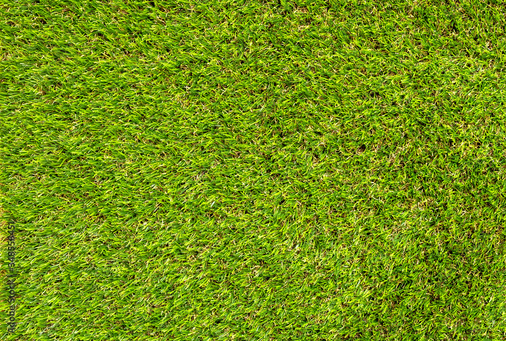 Obraz premium Top view of green grass field.
