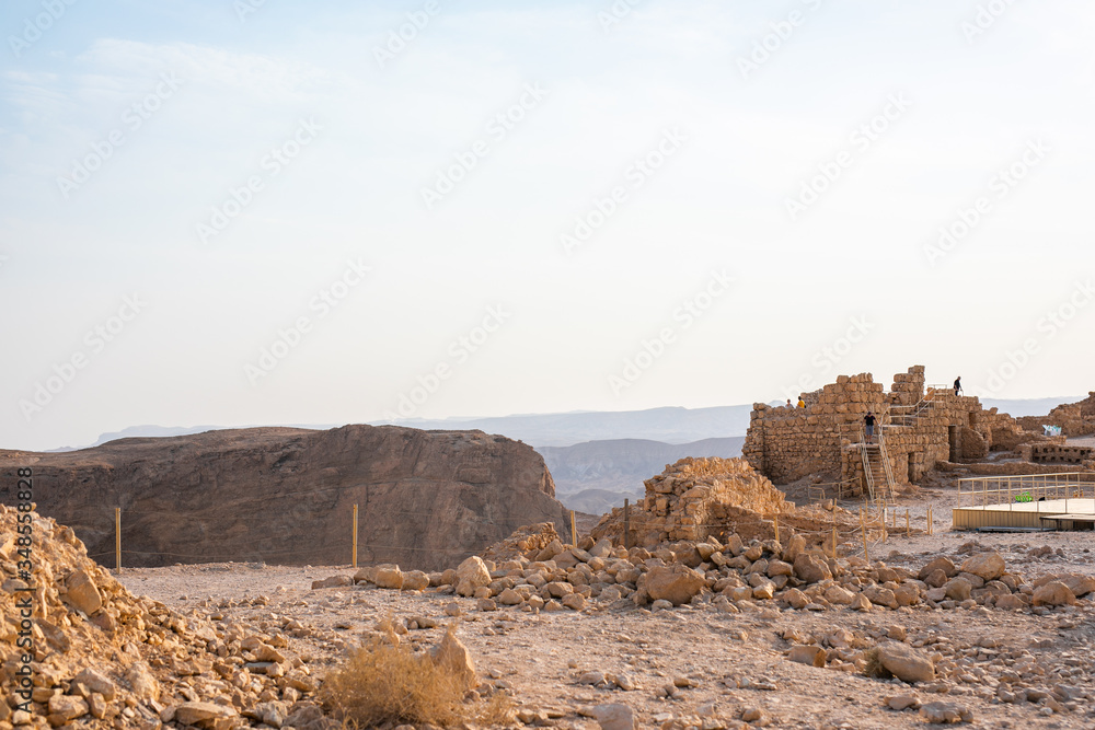 Ancient fortification Masada in the Southern District of Israel. National Park in the Dead Sea region of Israel. The fortress of Masada. Ancient fortification Masada in the Southern District of Israel. National Park in the Dead Sea region of Israel. The fortress of Masada.