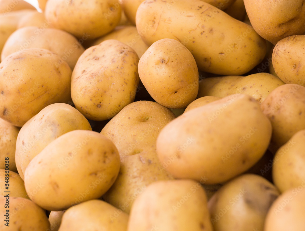 potatoes on counter in market potatoes on counter in market