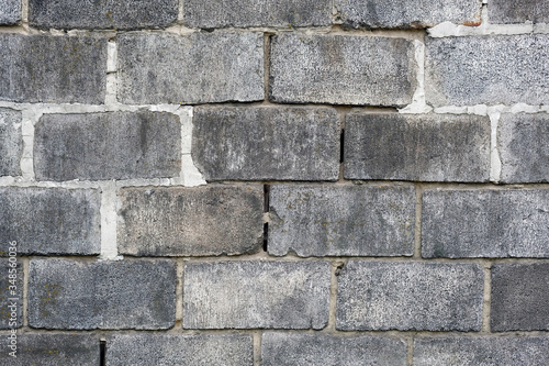 Gray large bricks wall. Bricks construction background. Texture of a black wall. Modern grey brick wall for background or texture