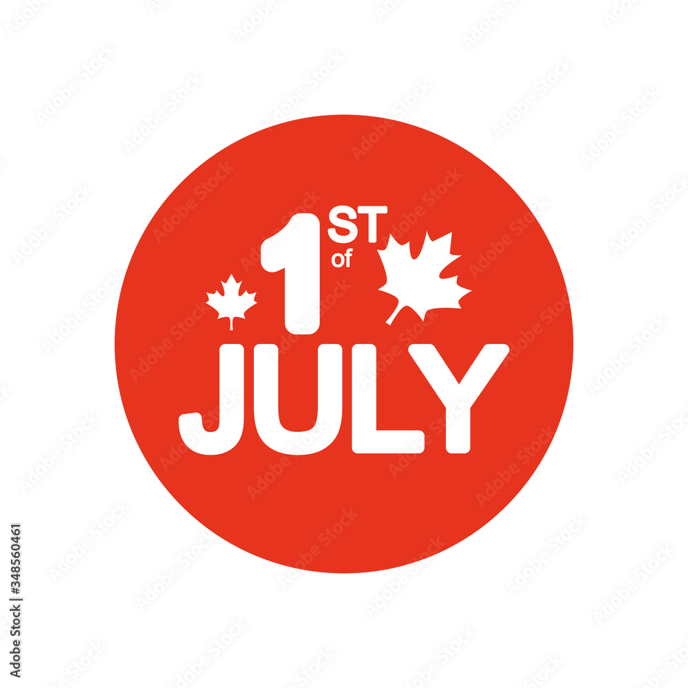 Canada day concept, 1st July lettering design with maple leaves decoration, block silhouette style Canada day concept, 1st July lettering design with maple leaves decoration, block silhouette style