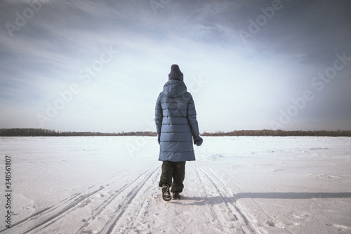 woman walking in winter