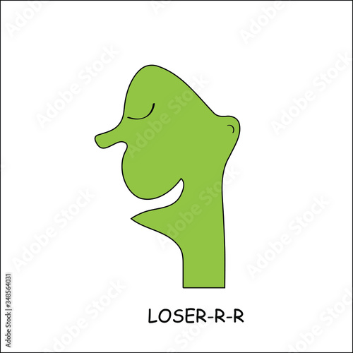 Loser naive underdog funny face man emoji logo icon sign Modern creative cartoon design Fashion print for clothes apparel greeting invitation card picture banner poster flyer websites Vector