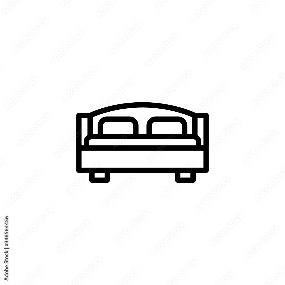 Double bed vector icon in linear, outline icon isolated on white background Double bed vector icon in linear, outline icon isolated on white background