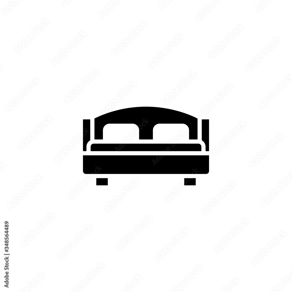 Double bed vector icon in black solid flat design icon isolated on white background