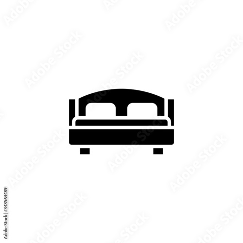 Double bed vector icon in black solid flat design icon isolated on white background