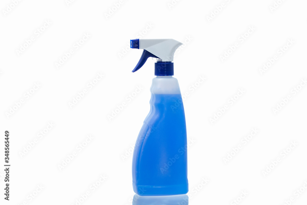 Spray Bottle of a Cleaning Product isolated on white background.
Plastic spray bottle with blue liquid. Spray Bottle of a Cleaning Product isolated on white background.
Plastic spray bottle with blue liquid.