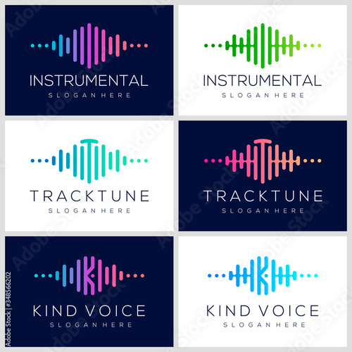 symbol pulse logo design. music player element. Logo template electronic music, sound, equalizer, store, music DJ, nightclub, disco. Audio wave logo concept.