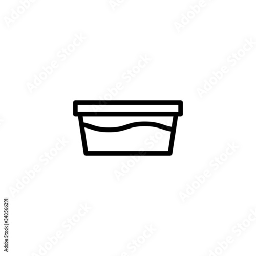 Water bowl vector icon in linear, outline icon isolated on white background