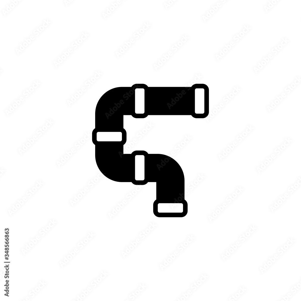 Plumbing pipes vector icon in black solid flat design icon isolated on white background Plumbing pipes vector icon in black solid flat design icon isolated on white background
