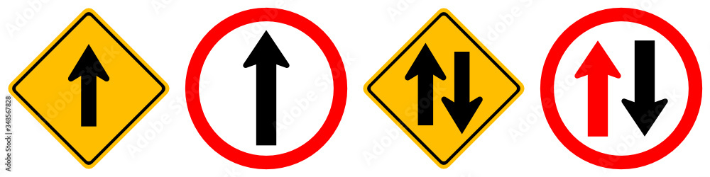Go straight and Two way traffic road vector sign isolated on background Go straight and Two way traffic road vector sign isolated on background
