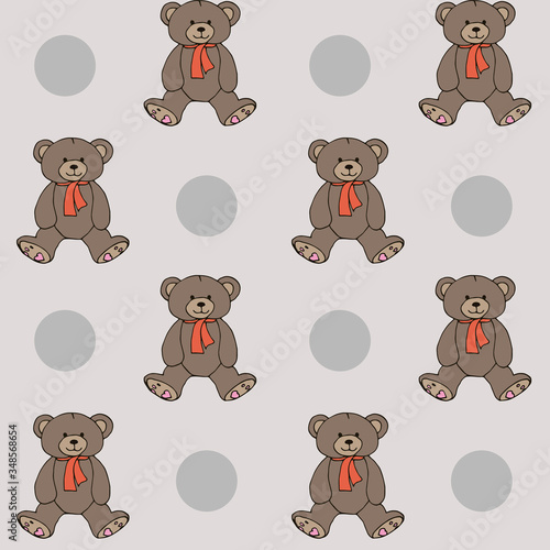 Fototapeta Naklejka Na Ścianę i Meble -  Background, seamless, Teddy bears. Toy bears. Nice drawing.