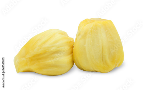 Closeup fresh ripe Jackfruit isolated on white background with clipping path