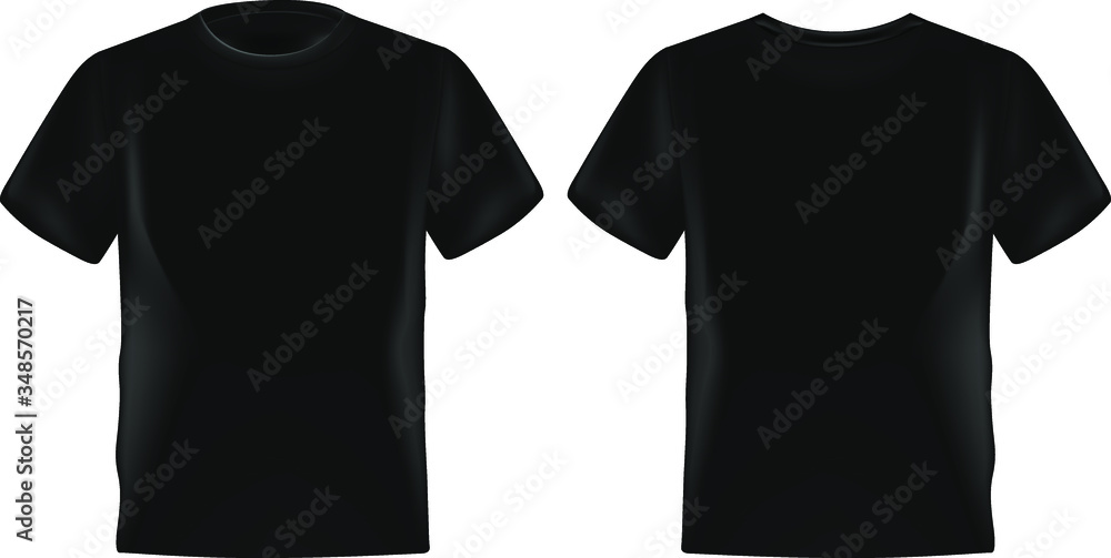 Black male t-shirt realistic mockup set from front and back view on ...