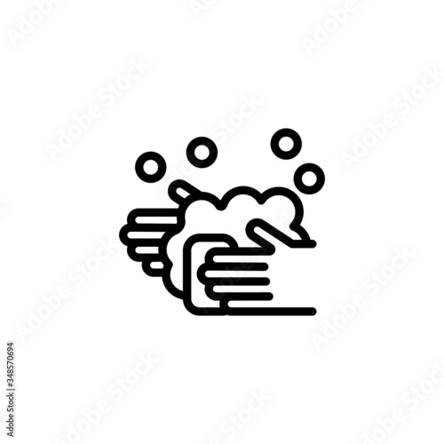 washing hand icon in linear, outline icon isolated on white background