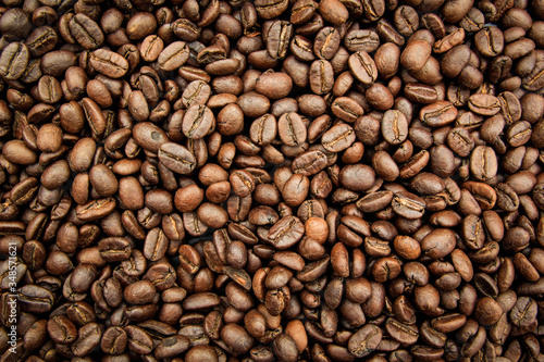 Roasted coffee beans texture background 