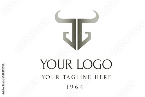 Logotype lettering GG. Shield in the form of the bull