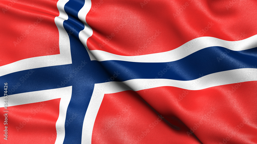Fototapeta premium 3D illustration of the flag of Norway waving in the wind.