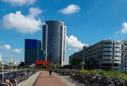 Canvas Print Bicycle parking at Kutuzovsky avenue in Moscow