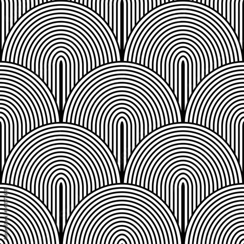 Art Deco Pattern. Vector black white background