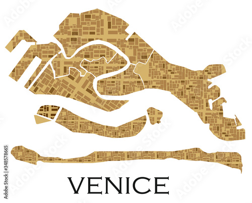 VENICE MAP WITH STREETS OF THE CITY GOLD