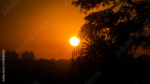 sunset at the city