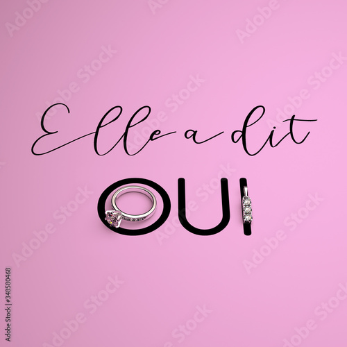 3D render elegant wedding design concept with calligraphy. Phrase 