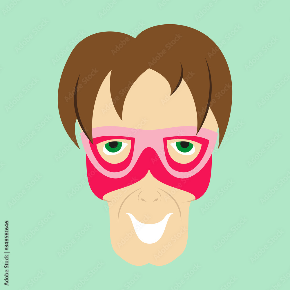 Superhero in Action. Superhero character . Icon in flat style