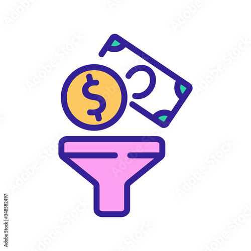 flushing down toilet banknotes icon vector. flushing down toilet banknotes sign. color symbol illustration
