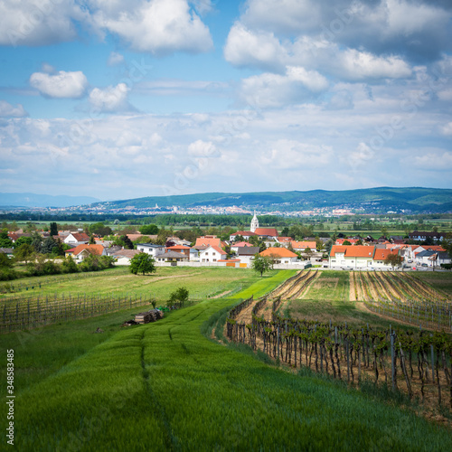 Village of Oslip and landscape in Burgenland Austria