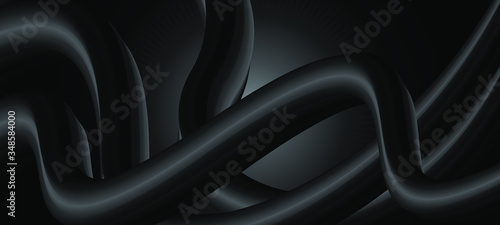 3D Waving Black Vector Line on Grey Background. Can be used for web design, banner or a creative presentation. Vector Illustration.
