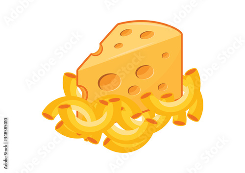 Mac and Cheese vector. Macaroni and Cheese icon vector. Pasta with cheese icon. Mac and Cheese isolated on a white background. American delicacy food vector