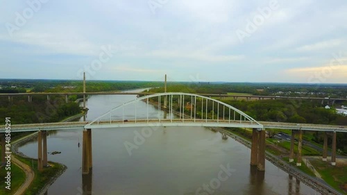 Wallpaper Mural Ascending Crane Shot of St. Georges Bridge in the Foreground and William V Roth Bridge in the Background Torontodigital.ca