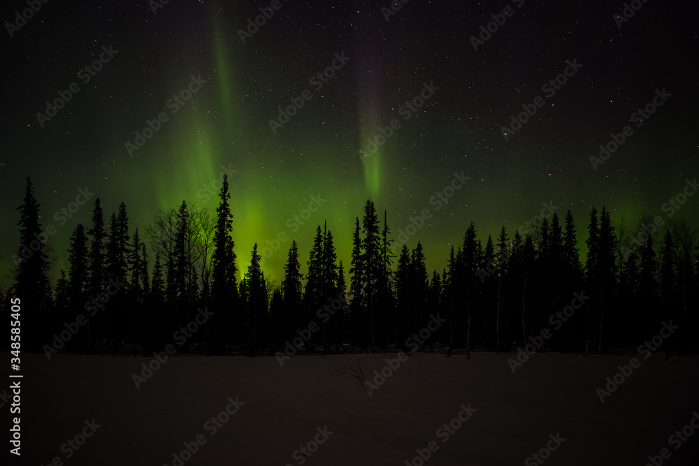 Northern lights in winter in the Ural mountains Northern lights in winter in the Ural mountains