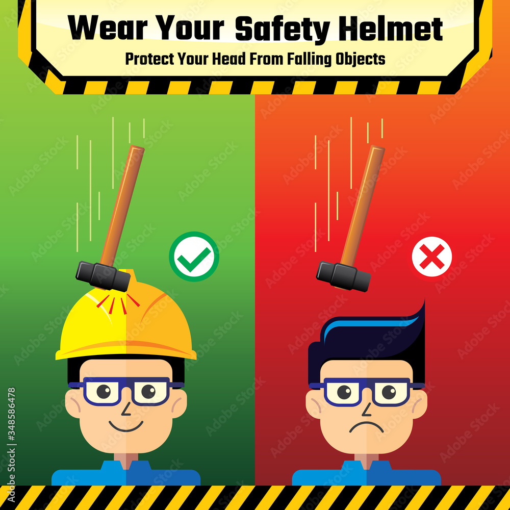 Safety tip poster design. Wear personal protective equipment to protect