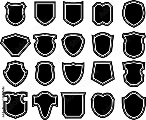 Monochrome shield emblem set