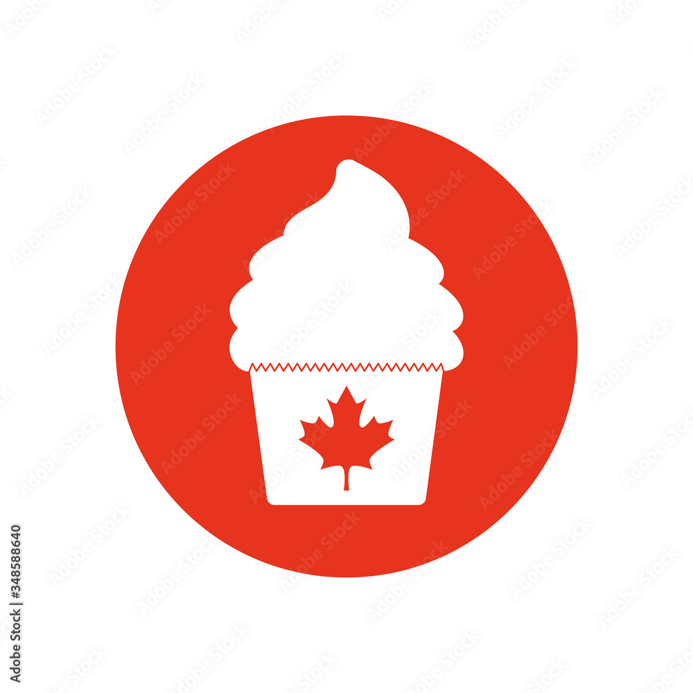 Canada day cupcake icon, block silhouette style Canada day cupcake icon, block silhouette style
