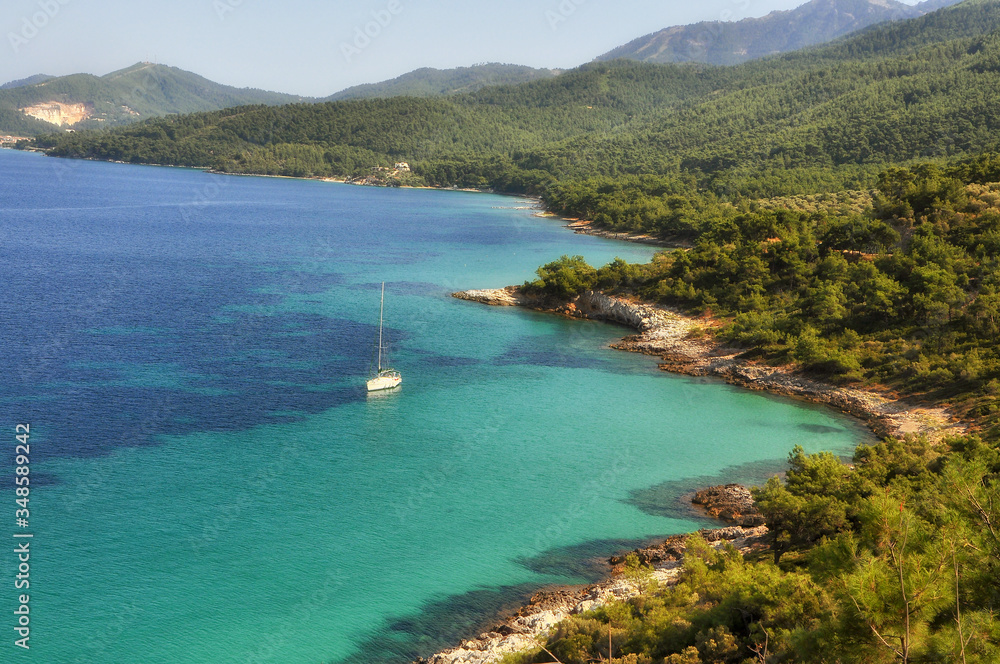 Beautiful Greek island of Thassos: one of the most popular tourist destinations in Greece.