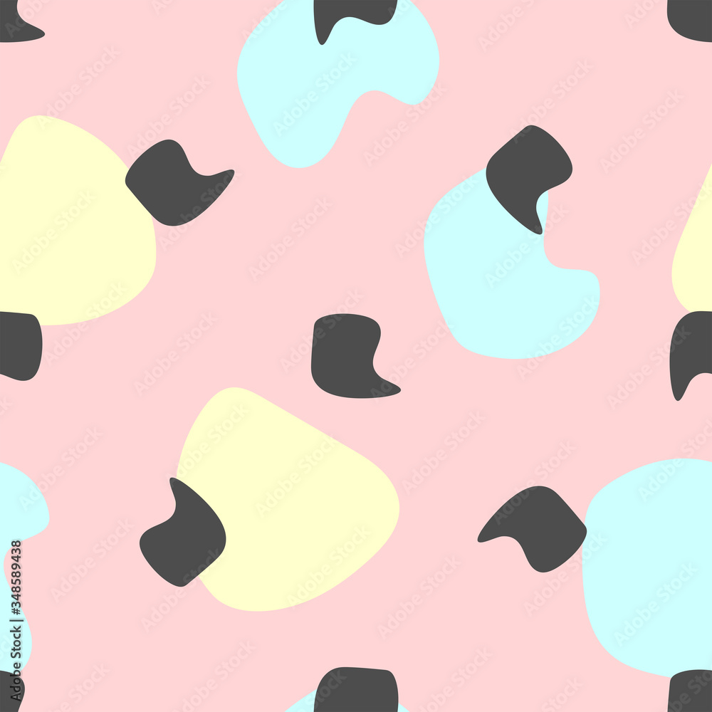 Simple girly seamless pattern with abstract shapes. Flat vector illustration.