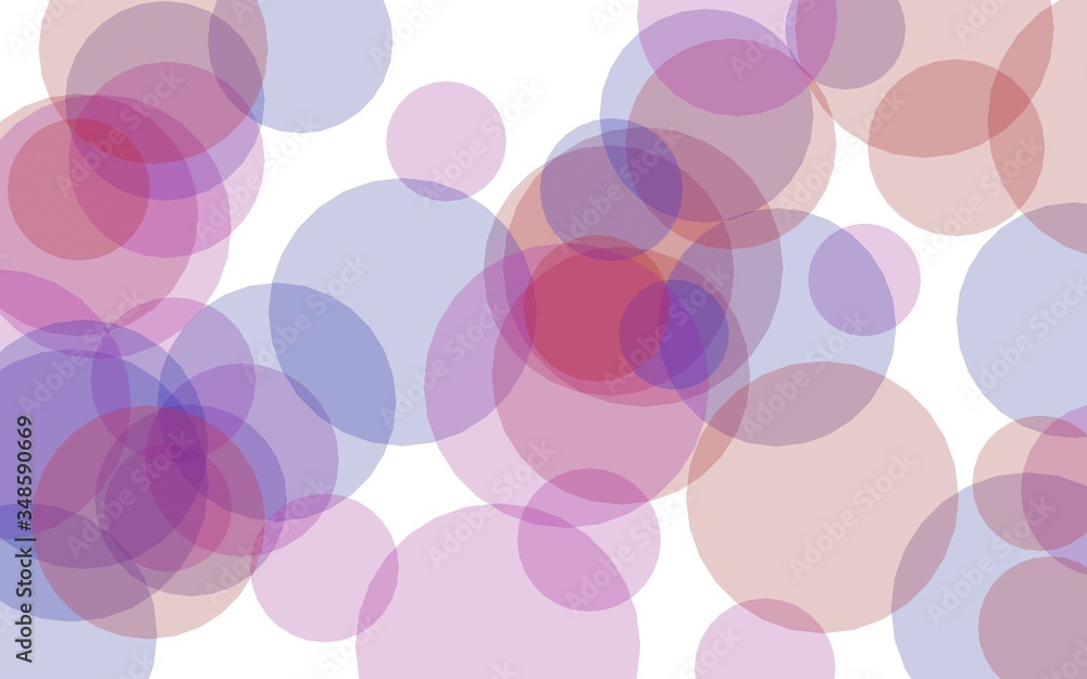 Multicolored translucent circles on a white background. Pink tones. 3D illustration Multicolored translucent circles on a white background. Pink tones. 3D illustration