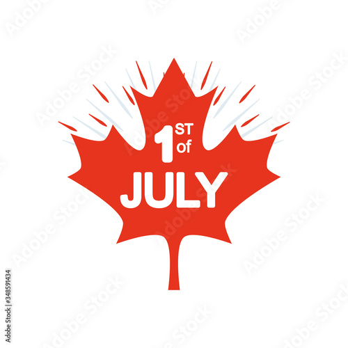 canada day concept, maple leaf with 1stof july lettering design, silhouette style