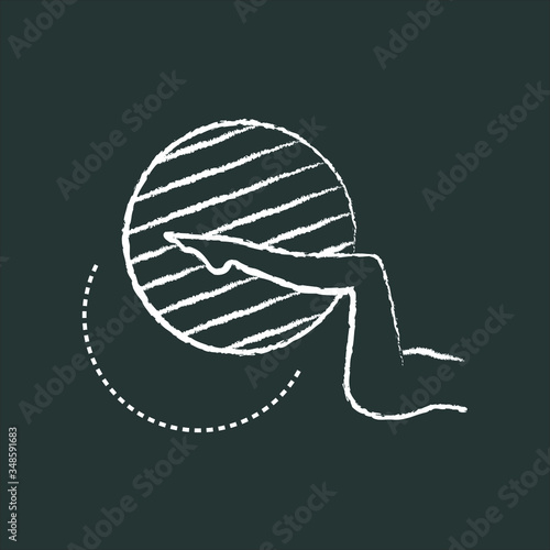 ball exercises, fitness, abdominal muscles chalk icon