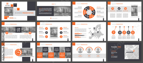 Presentation templates, corporate. Elements of infographics for presentation templates. Annual report, book cover, brochure, layout, leaflet layout template design. photo