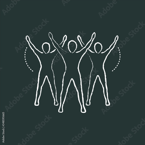 chalk icon, group exercises, jumping in place