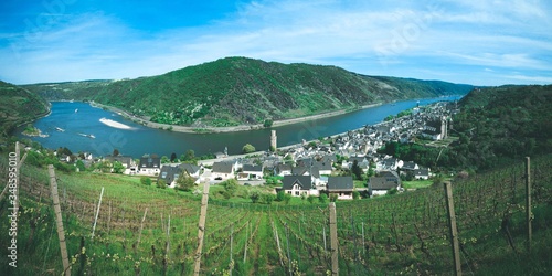 La vallée du Rhin depuis le village d'Urbar, Rhénanie-Palatinat, Allemagne photo