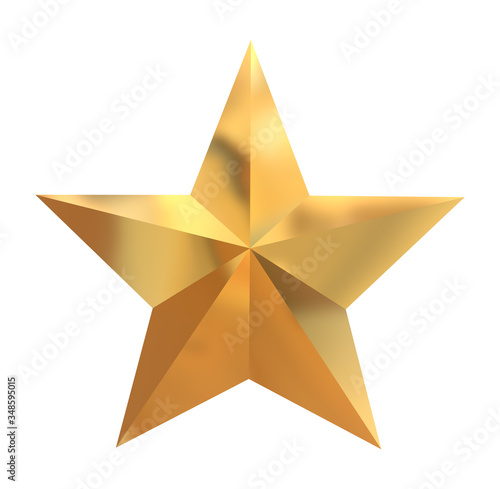 Golden christmas star isolated on white background with clipping path. Object.