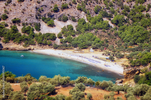 Panoramic view of Livadi beach, Thassos island, Greece