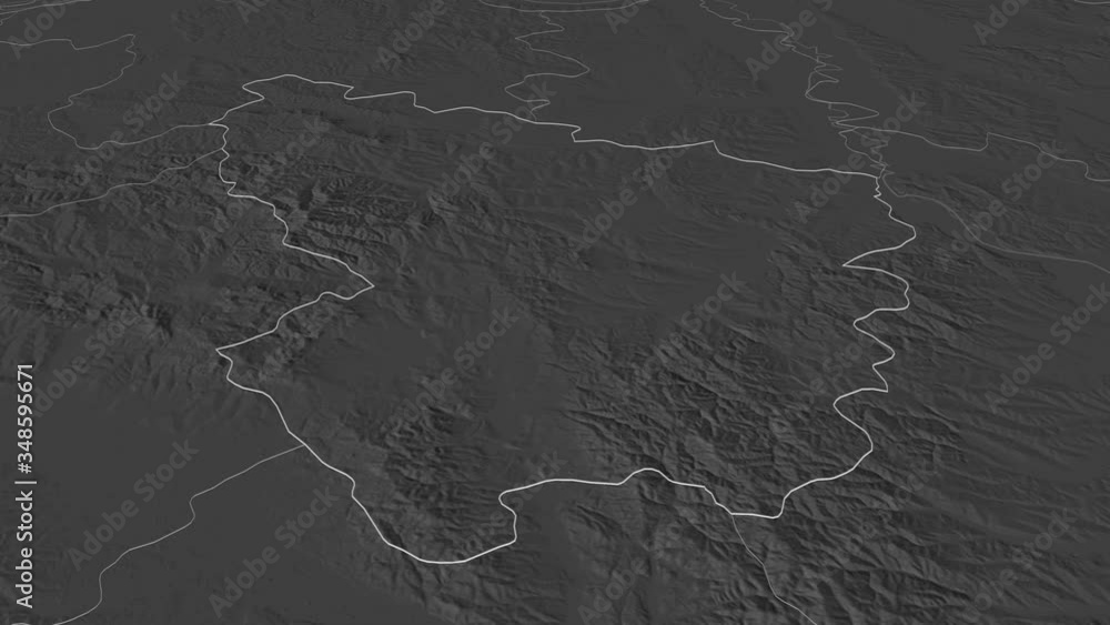 Šumadijski, district with its capital, zoomed and extruded on the bilevel map of Serbia in the conformal Stereographic projection. Animation 3D Šumadijski, district with its capital, zoomed and extruded on the bilevel map of Serbia in the conformal Stereographic projection. Animation 3D