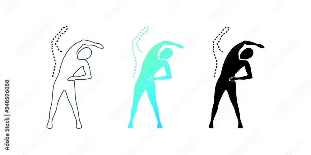 trunk lateral flexion, set icons trunk lateral flexion, set icons